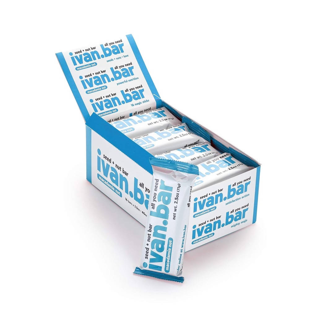 ivan.bar Protein Packed Energy Snack Bar against 124; Giver sund energi against 124; Vegan, Alle naturlige ingredienser against 124; Soja, Dairy & Gluten Free (kokos mandel Macadamia, 2,5 Ounce (pakke med 16 Barer))