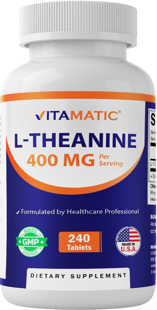 Vitamatisk L- Theanin Supplement 400mg per servering - 240 tabletter - Non- GMO, Gluten Free