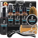 Beard Kit, Beard Grooming Kit w / Beard Wash / Shampoo, 2 Pakker Beard Oil, Beard Balm, Beard Wash, Brush, Comb, Scissor, Storage Bag, E- Book, Beard Care & Trimming Kit