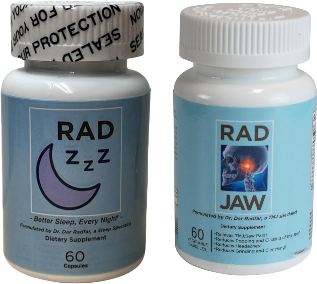 Rad ZZZ Rad Jaw Bundle Natural Rest Aid og TMJ Relief Supplement, Allevate Jaw Pain, Reducere tandslibning og Clenching, Udviklet af en Tandlæge, Made in USA
