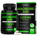 Arachidonic acid Supplement 1500mg (150 kapsler) - Muskel og styrke supplement til muskelmasse & Inddrivelse for mænd og kvinder - Gluten Free & Non- GMO - 3. part testet - (150 kapsler)