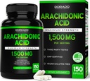 Arachidonic acid Supplement 1500mg (150 kapsler) - Muskel og styrke supplement til muskelmasse & Inddrivelse for mænd og kvinder - Gluten Free & Non- GMO - 3. part testet - (150 kapsler)