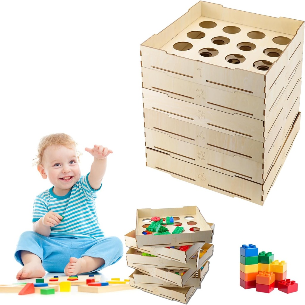 Abnaok 6 Trays Sorter Sifter Box Bruges til Lego, 5 forskellige størrelse Lego Blocks Sorterbokse Opbevaring Sorter Brick til Lego Blocks, gave til Lego Lover til Teens og voksne