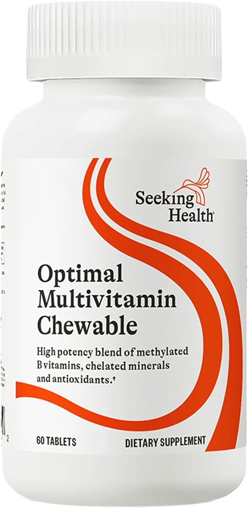 Seeking Health Optimal Multivitamin Chewable - Immune Support Supplement with L-5-MTHF, Vitamin B12 & Vitamin D3 - Multivitamin with Antioxidant Ingredients for Energy Production Support - 60 Tablets