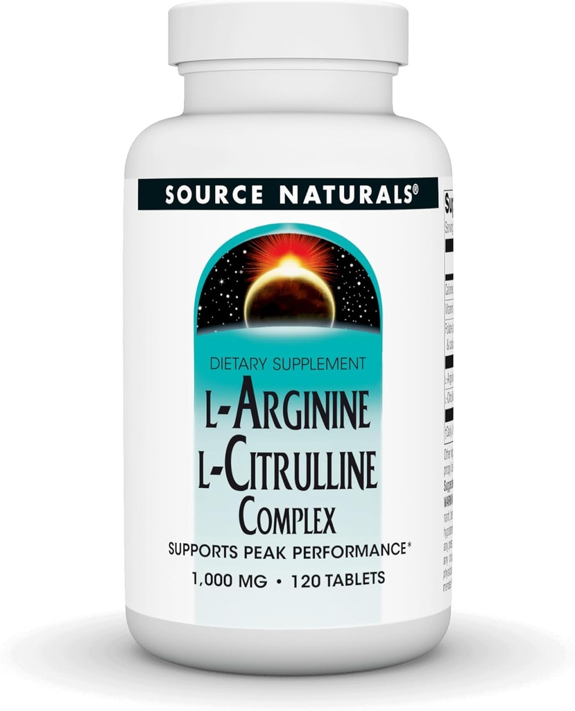 Source Naturals L- Arginin L- Citrullin Complex, 120 tabletter, 1000 mg