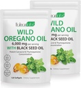 2 Pack Oil of Oregano Softels, 120 Count 2 i 1 6000mg Oil of Oregano med Black Seed Oil 200mg, Plant Based, Organic Oregano Oil Supplement Kapsler, Non- GMO & immunforsvar