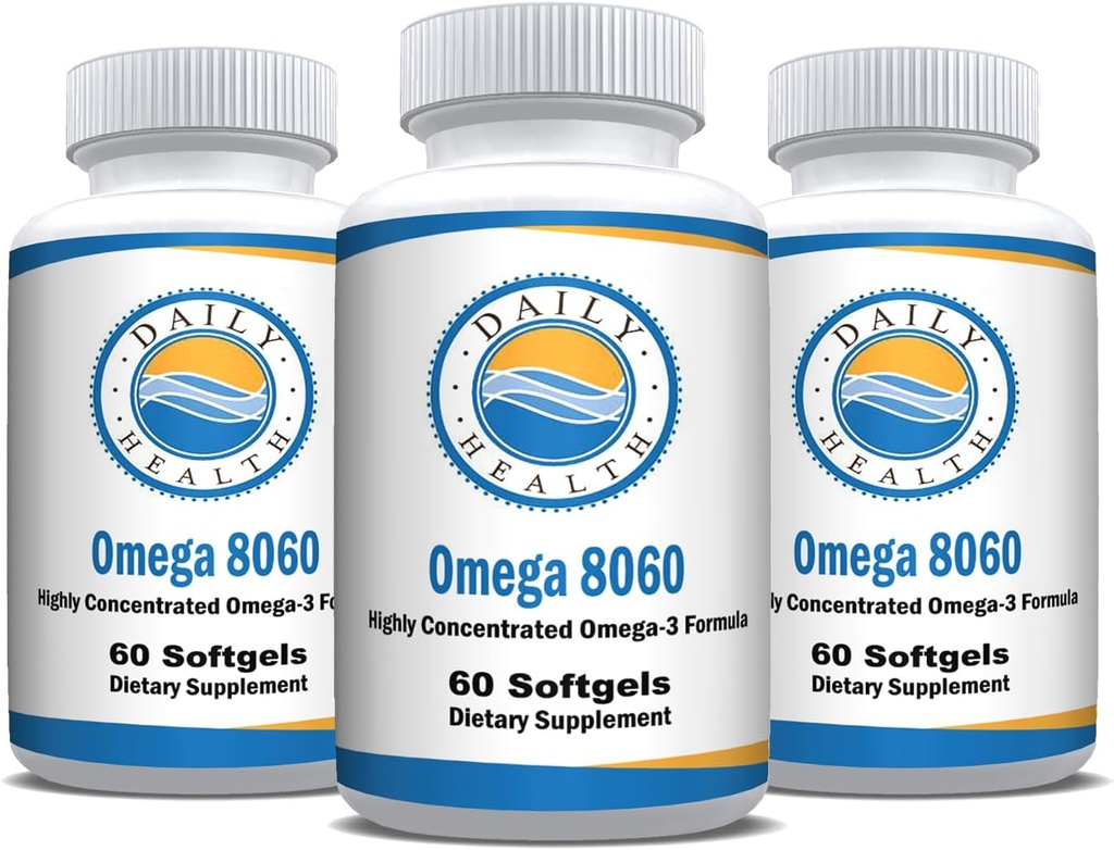 Omega 8060 2400mg Omega 3 Fish Oil Joint Health Supplement 60 softgel - 3 Måned Supply - 3pk