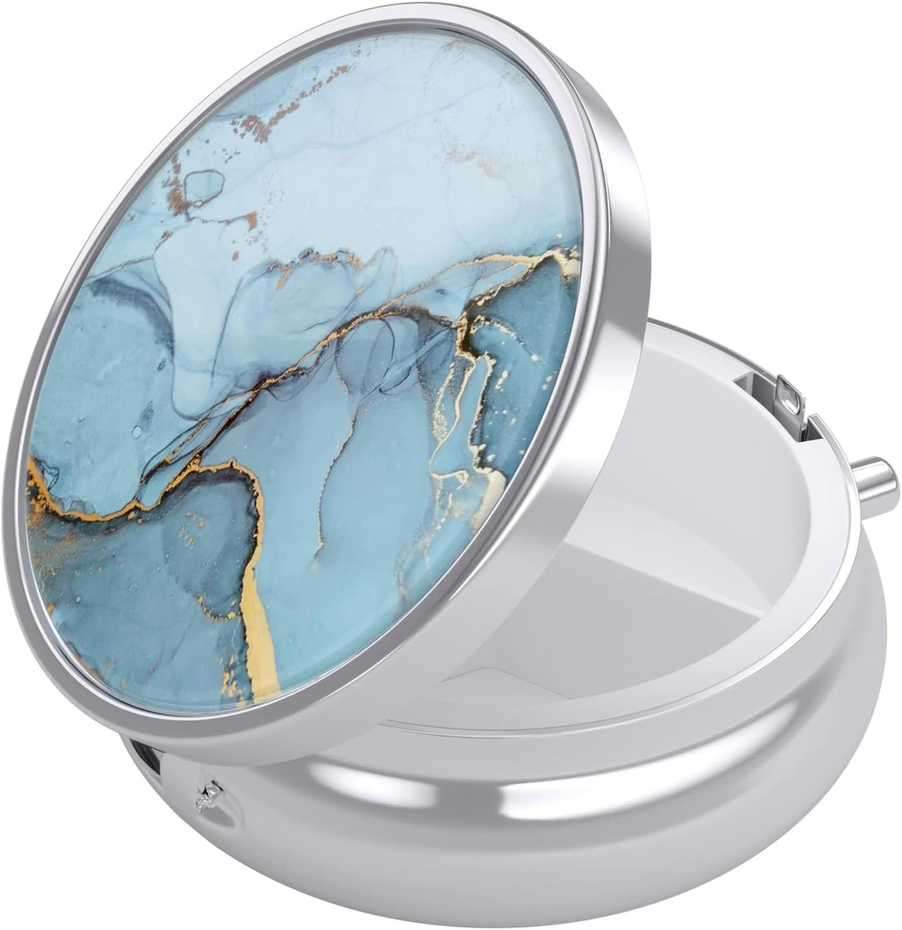 Nipichsha Pill Box, Lille Pill sag for purse & Pocket, Cute Travel Medicine Organizer, Portable Medicine Container Holder til at holde vitaminer, Medicin, Fish Oil & Supplement, Light Blue Marble