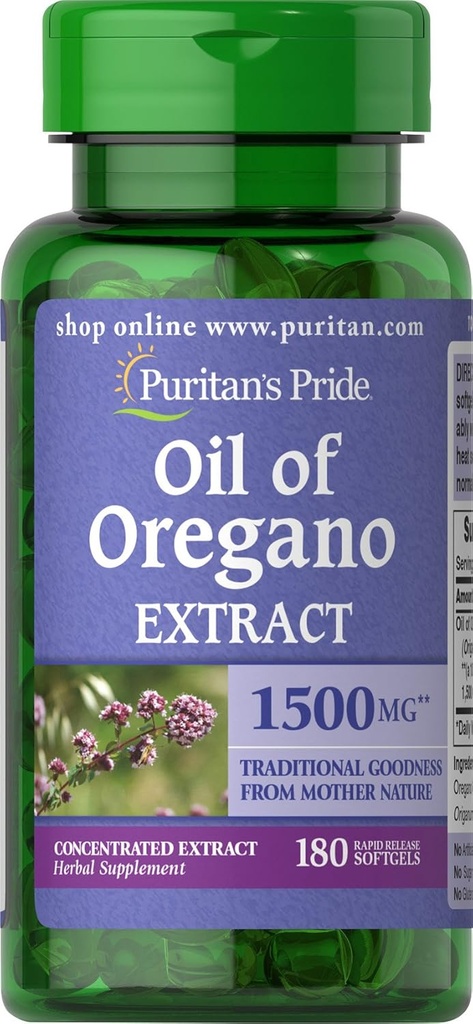 Puritans Pride Oil of Oregano Extract 150 mg Softgels, 180 Count