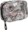 Fustylead Løbeheste og blomster Rejsepiller Organizer Sag Zipper til Purse med Aftagelig Ugentlig Pill Box til Medicin, Vitamin, Supplement Medicin Organizer