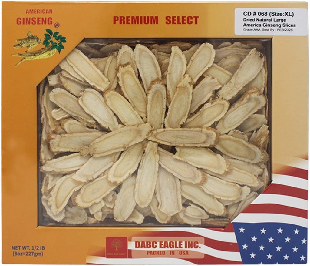 Amerikansk Ginseng Slices fra Wisconsin, Amerikansk Wisconsin Ginseng Slices Root for Tea, Energi for mænd Mental Sundhed øger immunitet, Gluten Free, Lang stribe 1 Box med 8 Ounces