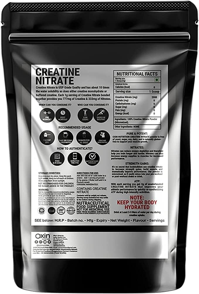 Flacon Creatin Nitrate Pre Workout Supplement Pulver 50 Bedste, 1.7637 Ounce Formand