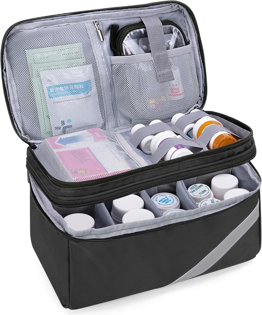 Trunab Medicine Storage og Organizer Bag Tom, Pill Flaske Organizer med transportable små Pouch, Home Førstehjælp Box for akut medicin, Kosttilskud eller medicinske Kits (Kun taske) (Patent Design)