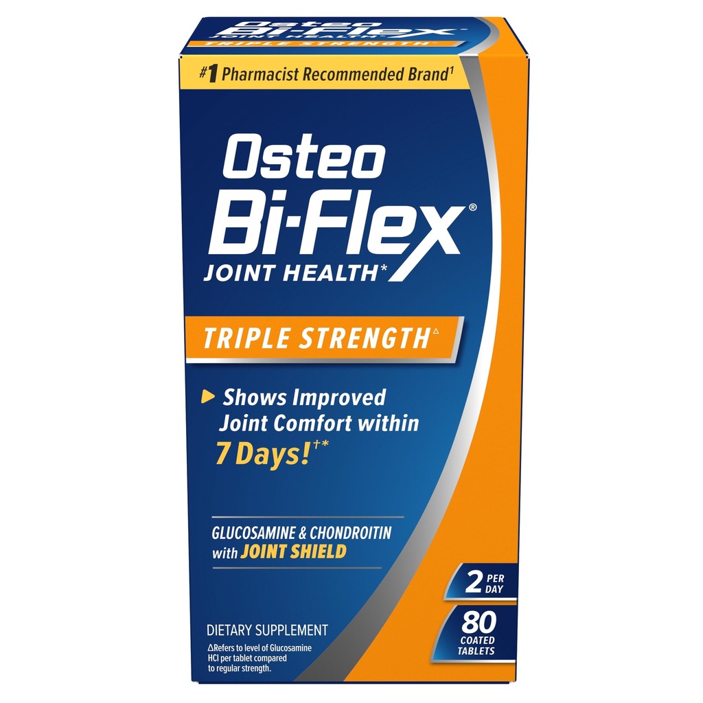 Osteo Bi- Flex Triple Strength, Glucosamin Chondroitin med C-vitamin Joint Health Supplement, overtrukne tabletter, 80 Greve