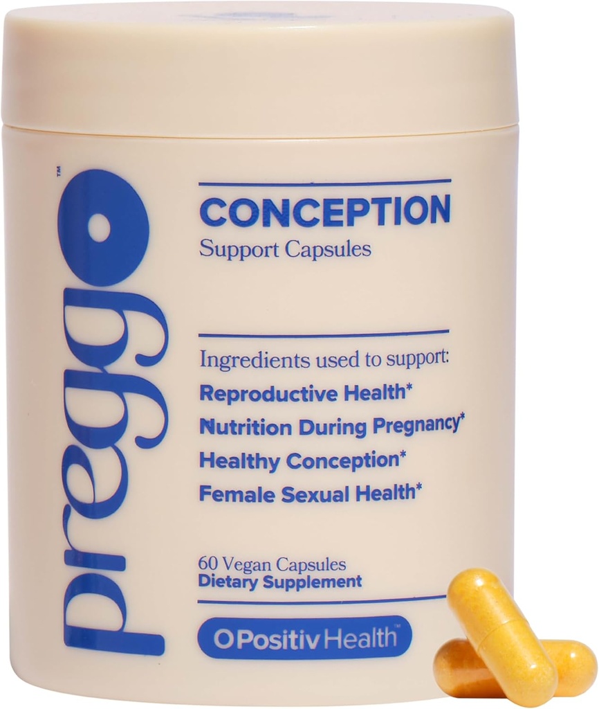 O Positiv Preggo Conception Support Capsules for Women - OBGYN-Formulerede præ-prenatale vitaminer med klinisk-Studerede Ingredienser - CoQ10, N-Acetyl Cystein - Kvinde Seksuel sundhed, 60 Ct (Pack of 1)