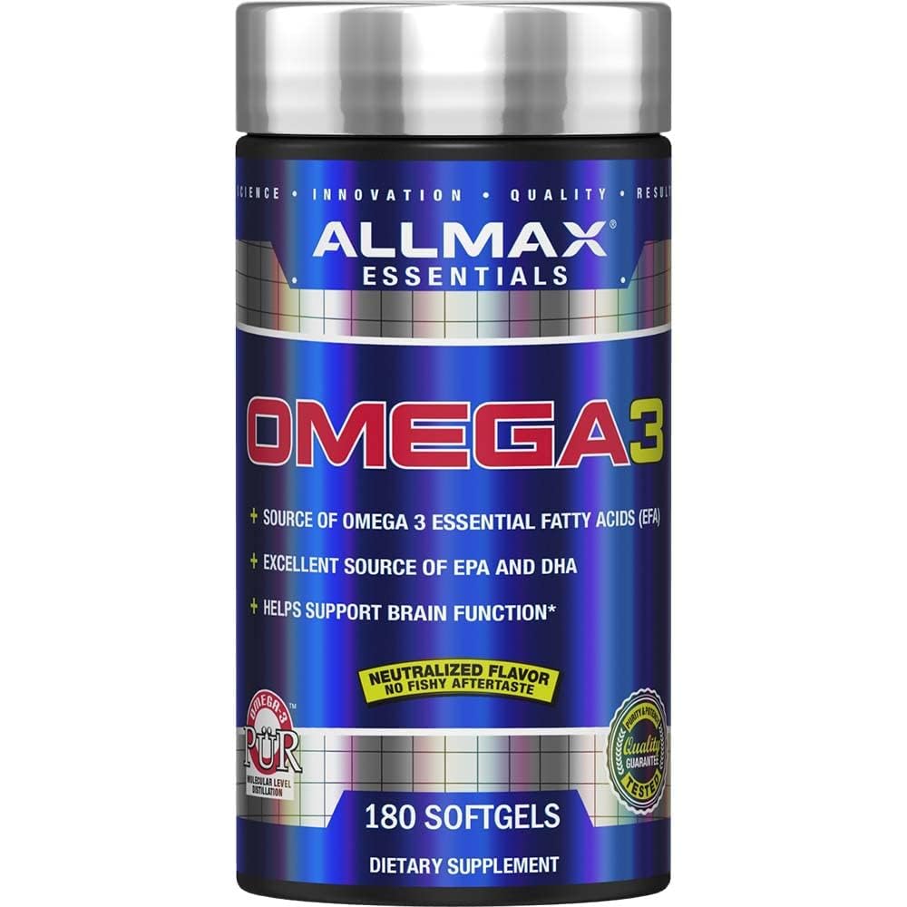 ALLMAX Nutrition Omega 3 Ultra- Pure Cold- Water Fish Oil Koncentrat, 180 Tæl