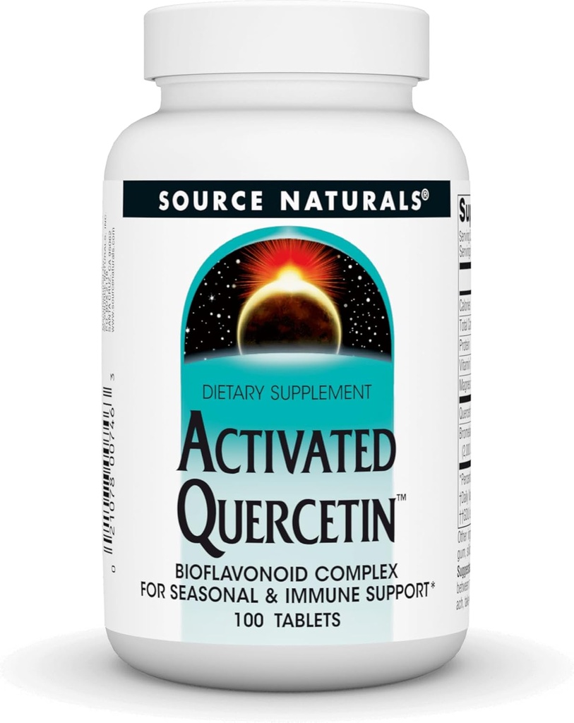 Source Naturals Activated Quercetin - Plant-Derived Bioflavonoid Complex - Seasonal & Immune Defense - 100 Tablets