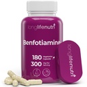 LongLifeNutri Benfotiamin 300mg - 180 Vegetariske Kapsler, 6 - Måned Supply, Fat- Opløselig B1 Thiamin Supplement for energi og wellness, Lab Testet, Made in USA