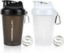 2 Pack Shaker Flasker til Protein Mixes, 17 oz Lille Protein Shaker Flaske med håndtag, Gym Shaker Cups med blending Ball for Pre Workout, BPA- Free & Opvaskemaskine Safe (sort, hvid)
