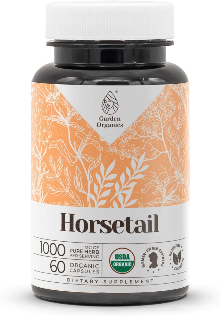 Hestehale USDA Organic 60 Kapsler Note 124; Højpotens Natural Supplement Note 124; Certified Organic Vegetarian Capsules and Organic Horsetail (Equisetum arvense) Tørret urt (60 Kapsler)