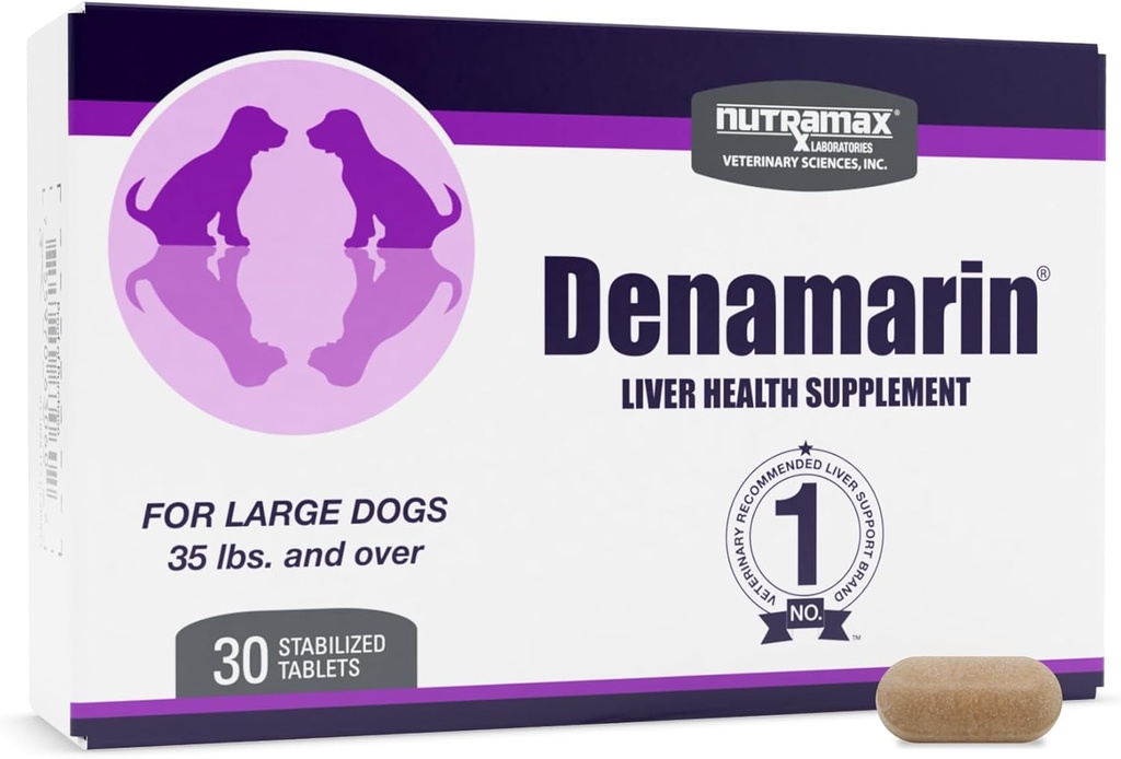 Nutramax Denamarin Leverkosttilskud til store hunde - Med S- Adenosylmethionin (SAME) og Silybin, 30Count (pakke med 1)