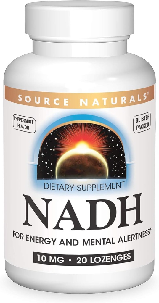 Source Naturals NADH 10mg, Boost Energy and Mental Alerness - 20 Lozenges