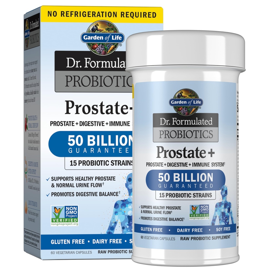 Livets have Dr. Formuleret Probiotika Prostata + - Acidophilus og Probiotiske Understøtter sund Prostata og fordøjelsesbalance - Holdbar - Gluten, Dairy, og Soy- Free - 60 Vegetariske Kapsler