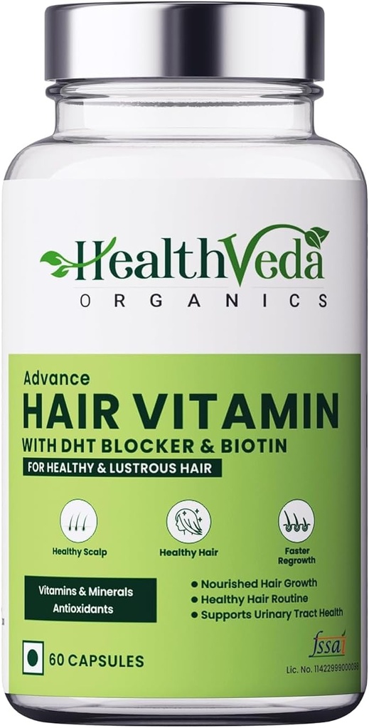 Generisk Advance Hår Vitamin med Dht Blocker & Biotin Shuck 124; for bedre hårvækst & hårefteråret Control # 124; Stimulerer hår Follicles # 124; for mænd og kvinder - 60 Veg kapsler