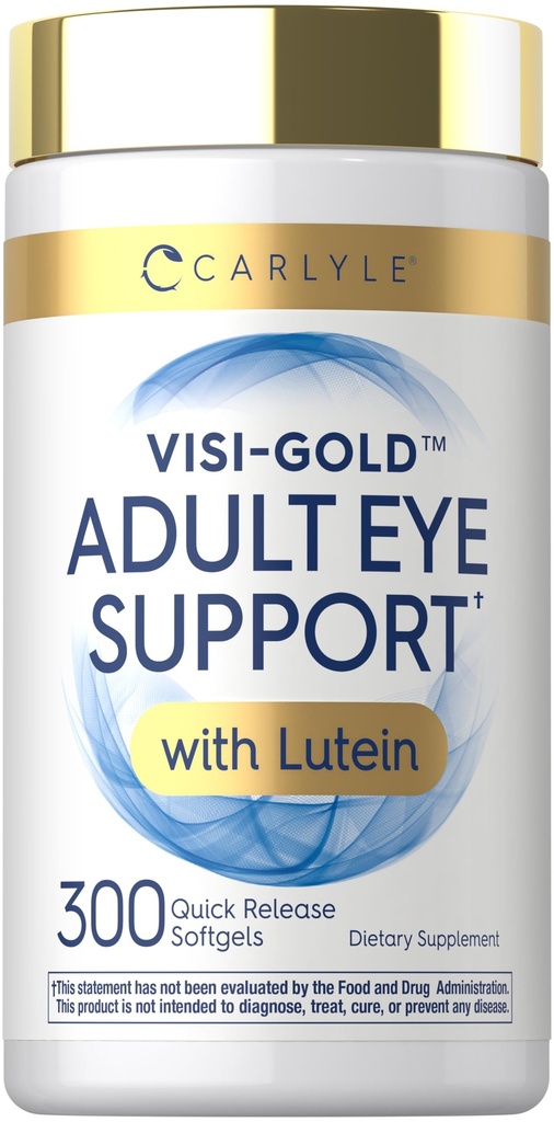 Carlyle Adult Eye Support: 124; 300 Kapsler: 124; med Lutein og Zeaxanthin: 124; Non- GMO og Gluten Free Supplement