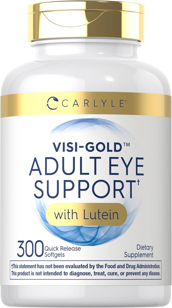 Carlyle Adult Eye Support: 124; 300 Kapsler: 124; med Lutein og Zeaxanthin: 124; Non- GMO og Gluten Free Supplement