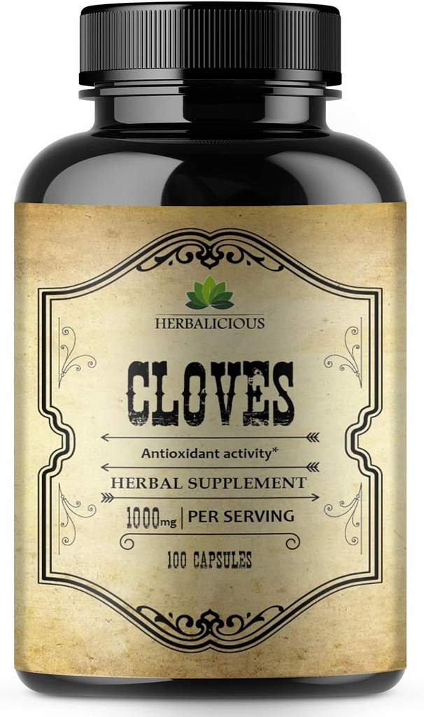 Cloves Capsules - Natural Dietary Supplement - rig på vitaminer, mineraler, mangan, fibre - Kan hjælpe med at styrke knogler, fremme fordøjelsesfunktion, antioxidant støtte - 100 Caps