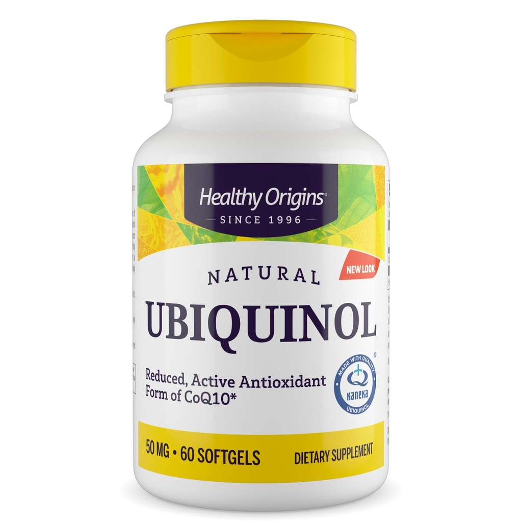 Healthy Origins Ubiquinol (Active Form of CoQ10), 50 mg - Kaneka Ubiquinol Supplements for Heart Health & Antioxidant Support - Gluten-Free & Non-GMO Supplement - 60 Softgels