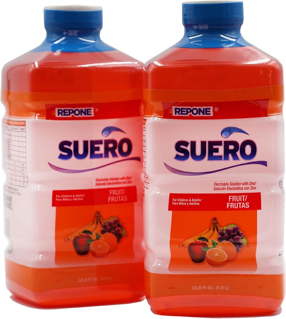 SUERO Electrolyte Solution with Zink, Rehydrates, Restores Minerals and Nutrients, Strawberry Flavor, 33.8 Fl Oz (pakke med 2)