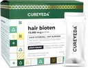 Cureveda Curveda Grow Plant Based Biotin 10000 Mcg Powder Supplement for Unisex, Fordele Sund Skalp og hårvækst, Ingen tilsat sukker, Natural Pomegranate Flavour 150 g (Pack of 1) Grow-1