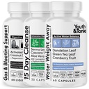 Youth & Tonic 3X Belly Bloating Pills til Puffiness, Vand Debloat, Mave, Gut & Colon Cleanse Detox Detox 124; med flydende aktiverede kul, kokos & pebermynte olie, Senna Leaf & mere; 150 kapsler