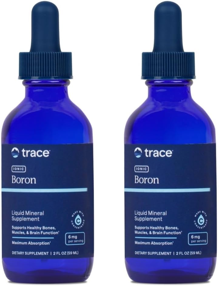 Trace Minerals Ionic Boron - Flydende Ionic Boron supplement til daglig sundhedsstøtte - Ben, Muskel & Connective Tissue Support - Sund Mindset - Vegan & Gluten- Free - 2 fl oz (96 Servere, 2 Pack)
