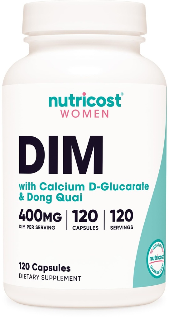 Nutricost Diindolylmethan DIM tillæg for kvinder 400mg, 120 kapsler, med Dong Quai, Calcium & Black Cohosh - Vegan, Non- GMO og Gluten Free