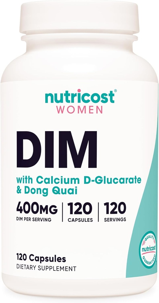 Nutricost Diindolylmethan DIM tillæg for kvinder 400mg, 120 kapsler, med Dong Quai, Calcium & Black Cohosh - Vegan, Non- GMO og Gluten Free