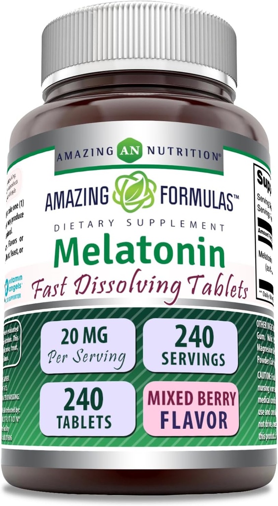 Amazing Formulas Melatonin Fast Opløsning Supplement124; Blandet Berry Flavor