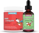WONDER PAWS Heart + Vitality Superhelt Chews Plus Milk Thistle Drops - for Dogs Heart Health, Circulation, lever & immunsupport - Heart + Vitality 90 Chews - Milk Thistle Drops 2 Ounces
