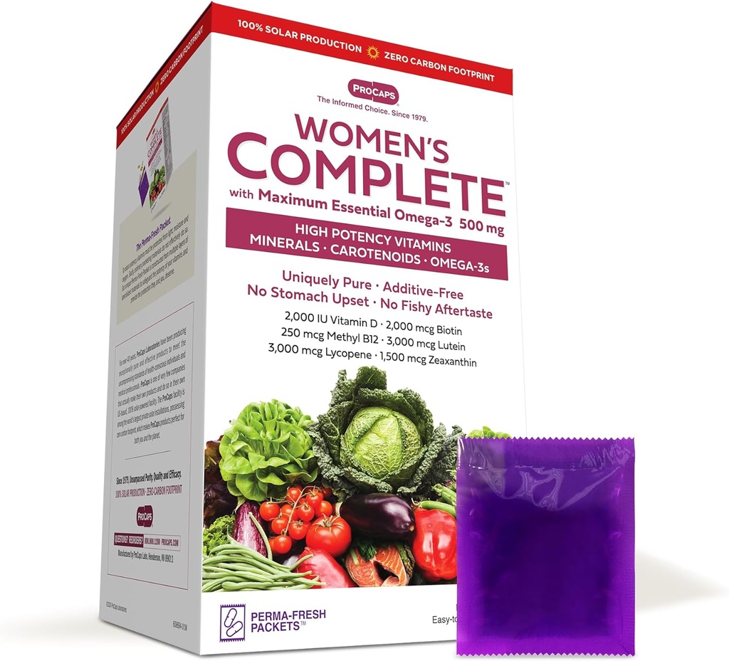 ANDREW LESSMAN Multivitamin - Women's Complete with Maximum Essential Omega-3 500 mg 30 Packets - 30+ High Potencies of All Nutrients, Essential Vitamins, Minerals, Carotenoids. No Additives