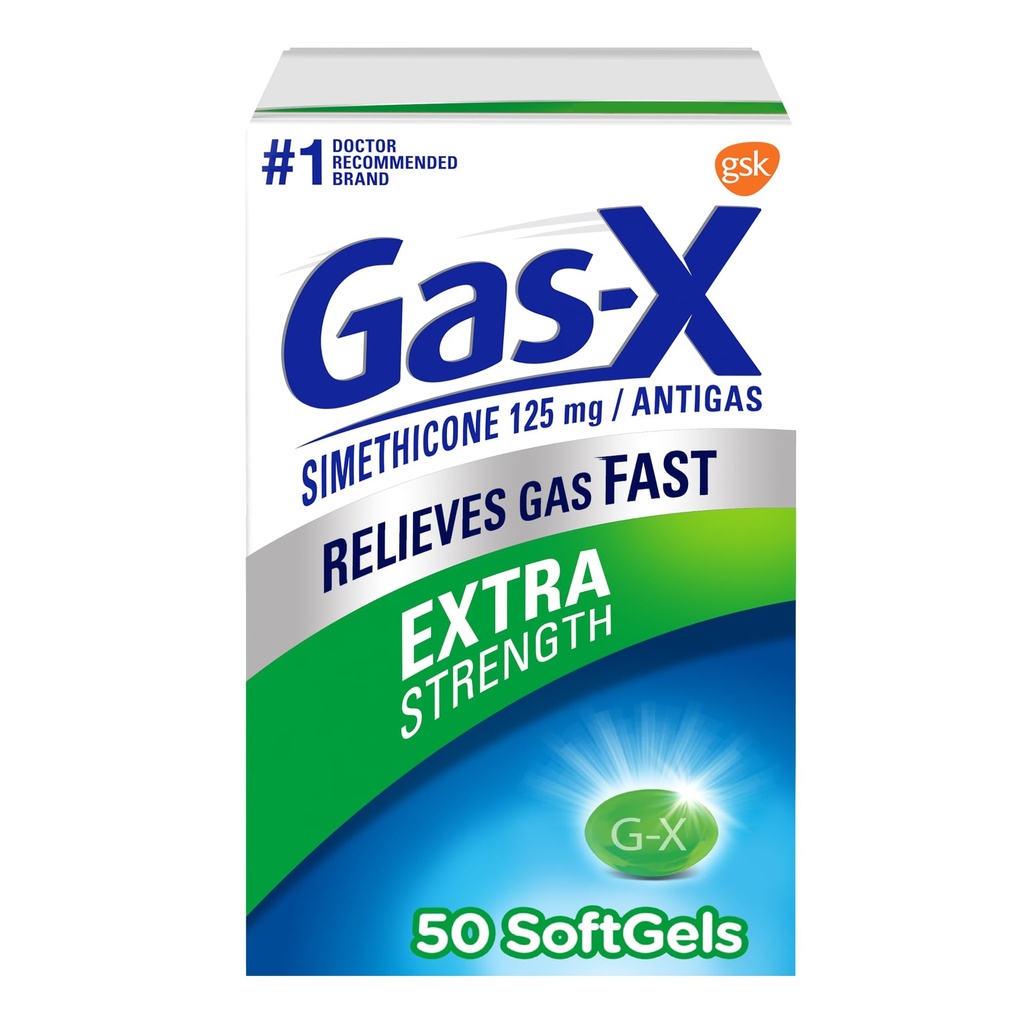 Gas- X Extra Strength Gas Relief Softgel med Simeticone 125 mg - 50 Tæl
