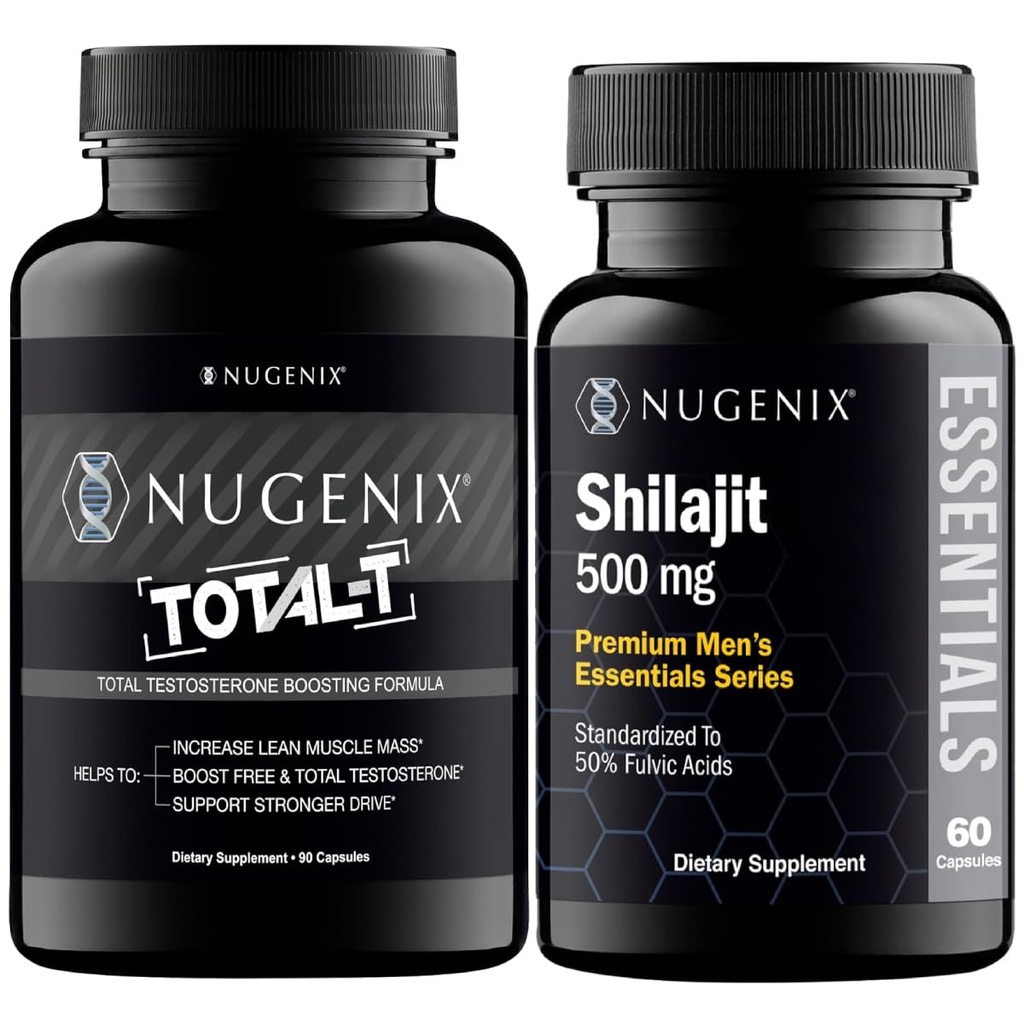 Nugenix Essentials Shilajit og Total- T Testosteron Booster for mænd