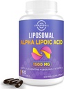 Liposomal Alpha Lipoinsyre 1500mg- med Acetyl- L- Carnitin 900mg & Ubiquinol 100mg & vitamin E 15mg MALA Tillæg for antioxidanter Glucose Metabolisme Nerve Energi Kardiovaskulær, 60 Softgel