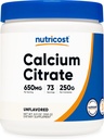 Nutricost Calcium Citrate Powder (250 Bedste) Unflavored