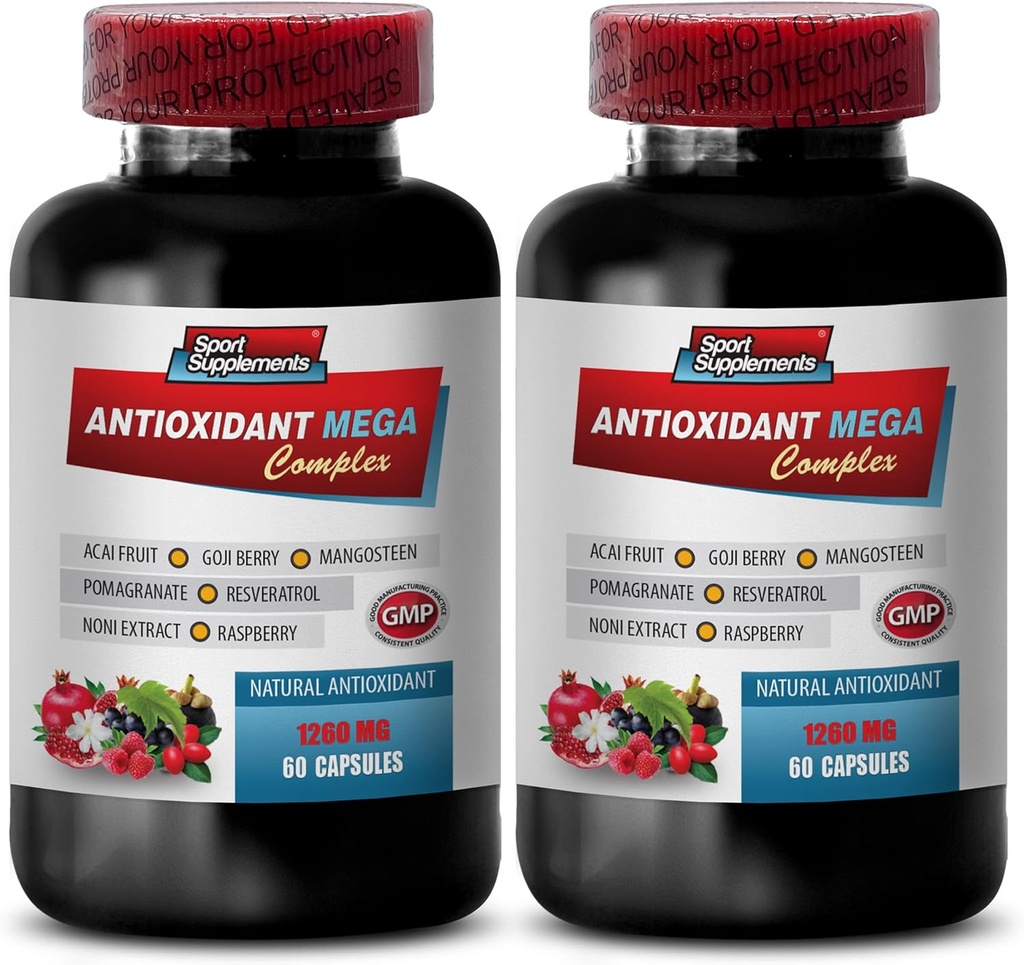 antioxidant multivitamin - ANTIOXIDANT MEGA COMPLEX 1440 MG - Resveratrol kompleks, Acai bær piller, Trans- resveratrol, Goji bær piller, Pomegranat ekstrakt kapsler, Mangosteen - 2B 120 Kapsler