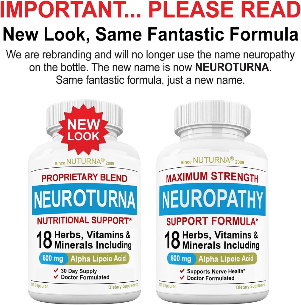 (3 Pack) Neuropati Support with 600 mg Alpha Lipoic Acid - Benfotiamin, Periferal, Feet, Hand Fingers Legs Toe, Best Maximum Strength Natural Renew Vitaminer - 360 Caps, 90 dage