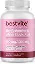 Benfotiamine 150mg / Alpha Lipoic Acid 300mg (120 Vegetarian Capsules) - No Stearates - Vegan - Gluten Free - Non GMO