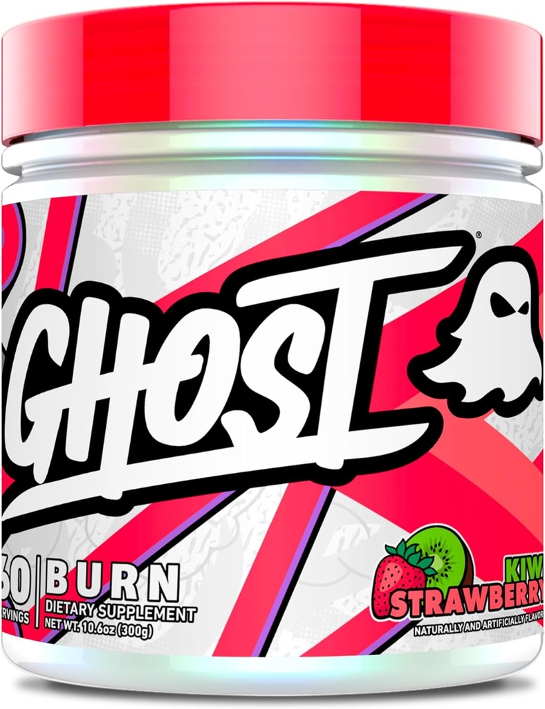 GHOST Burn Weight Management Powder, Kiwi Strawberry (60 Servere) - Metabolisme og energi Support til mænd og kvinder - Natural Coffein, L-Carnitin & L-Tyrosine - Soy & Sugar- Free, Vegan