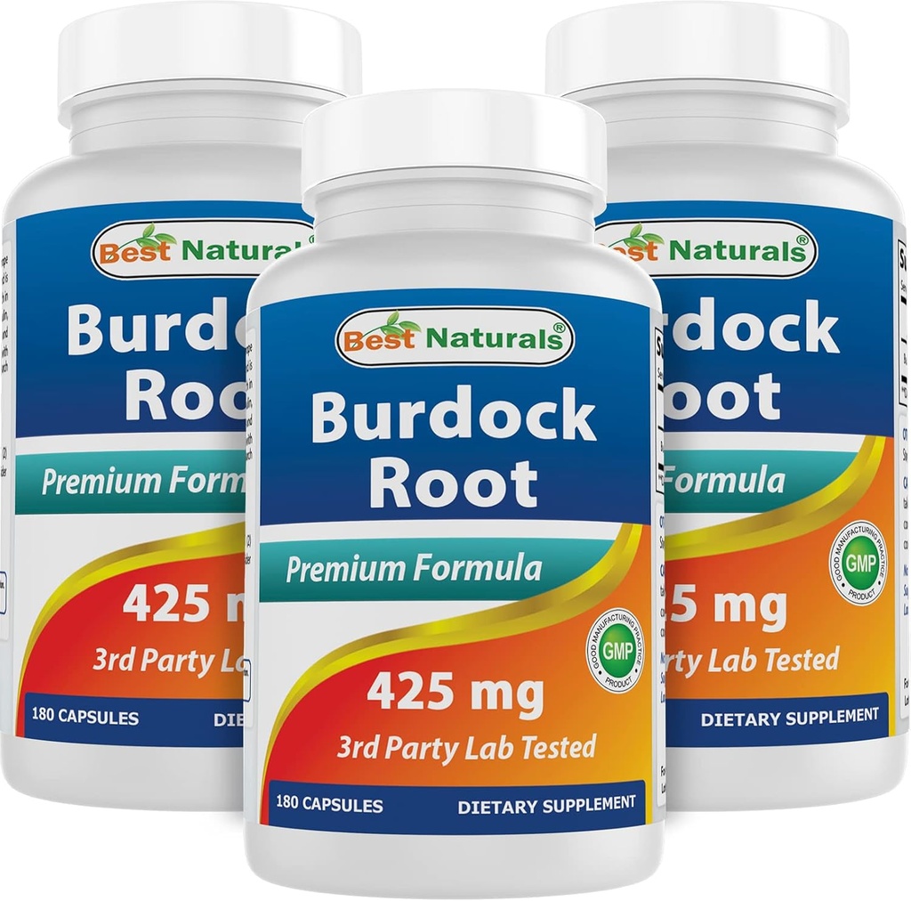 Bedste Naturals Burdock Root 425 mg 180 kapsler (180 greve (pakning med 3))
